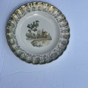 American Limoges Chateau France Mandarin Green 6” Bread Plate